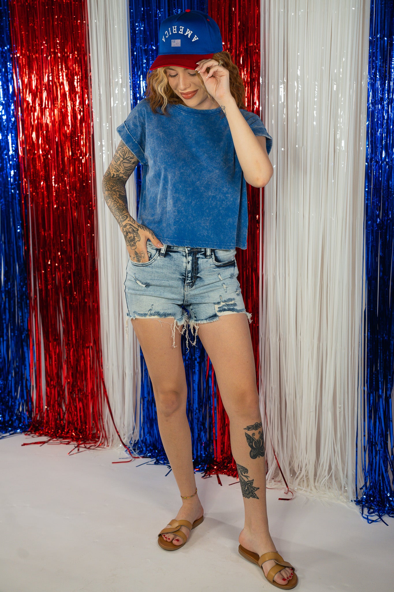 Macee Blue Acid Wash Tee
