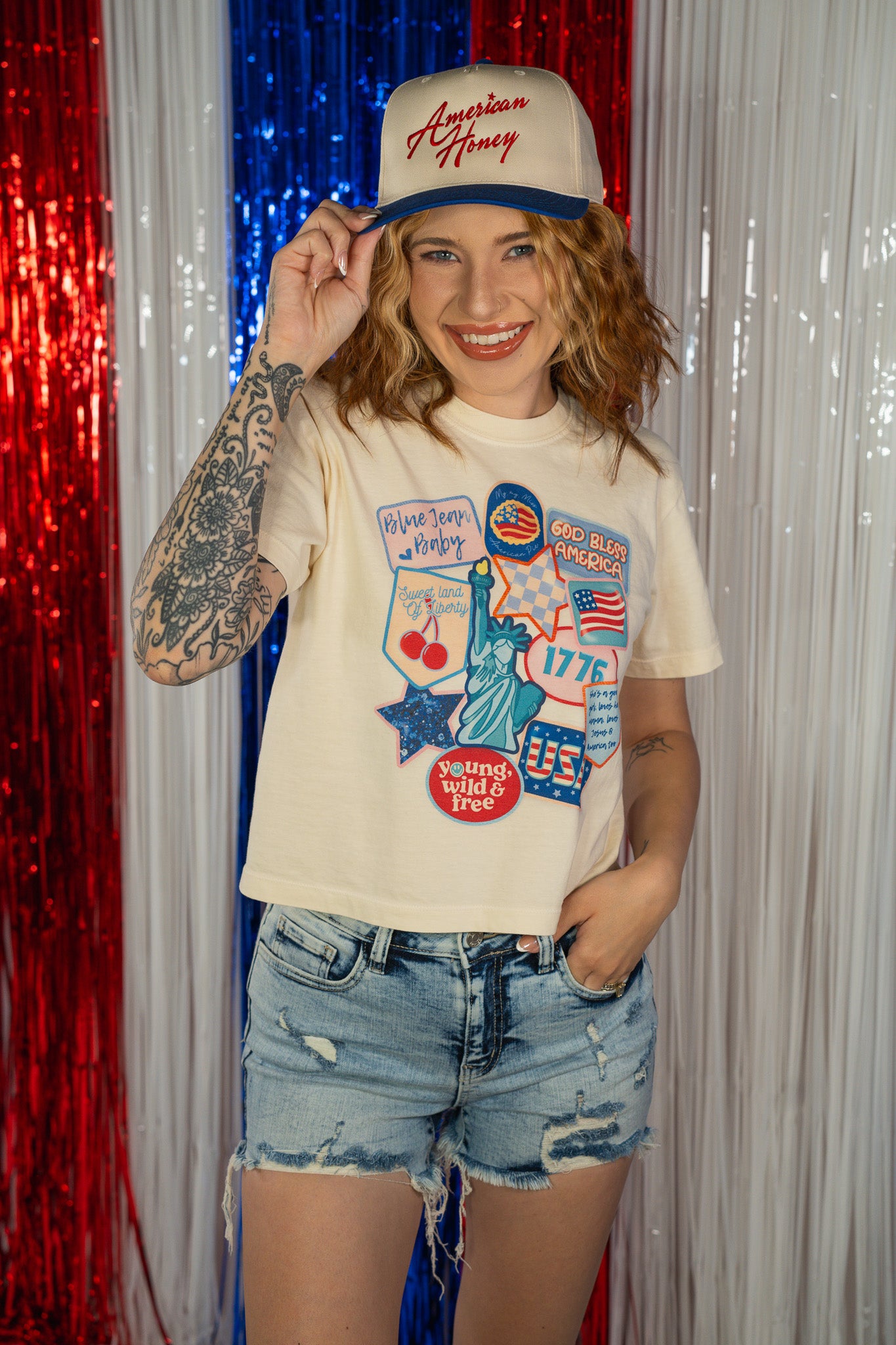 Patriotic Patch Cropped Tee
