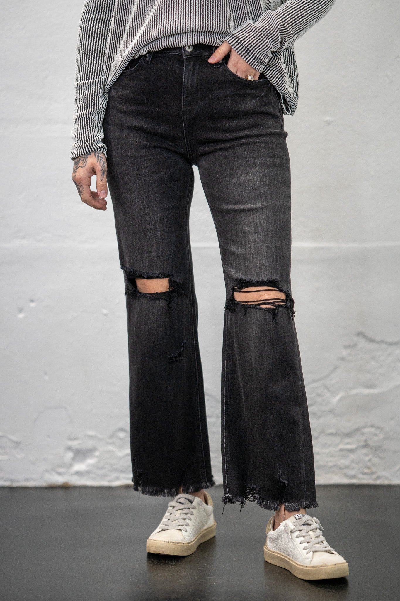 Monica Black Distressed Jeans