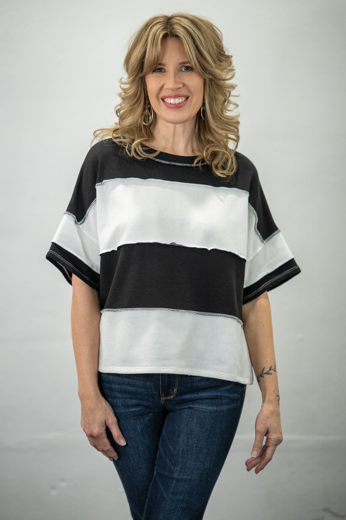 Vanessa Black Colorblock Top