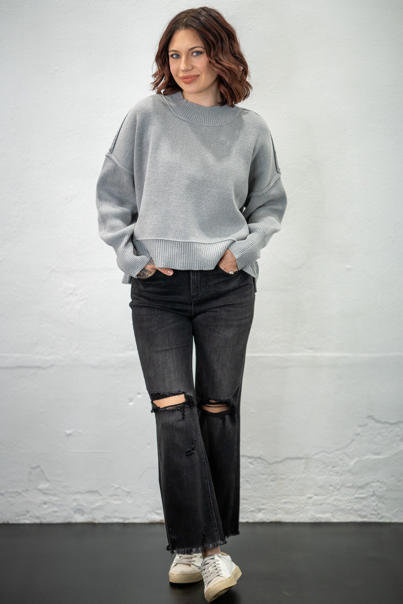 Tone It Down Grey Sweater