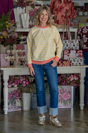 Oaklyn Yellow & Coral Striped Top