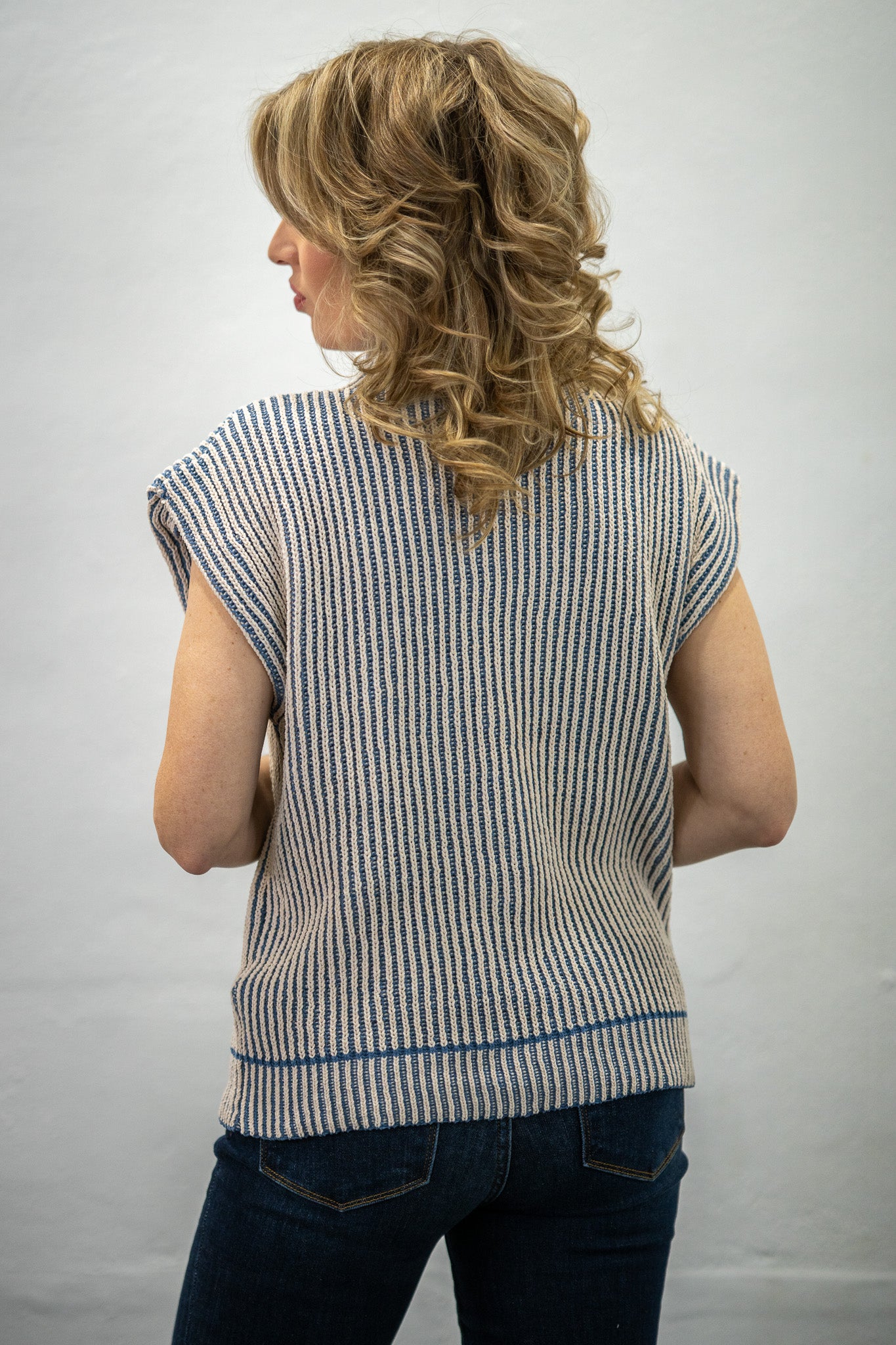 Rachel Blue Knit Vest Top