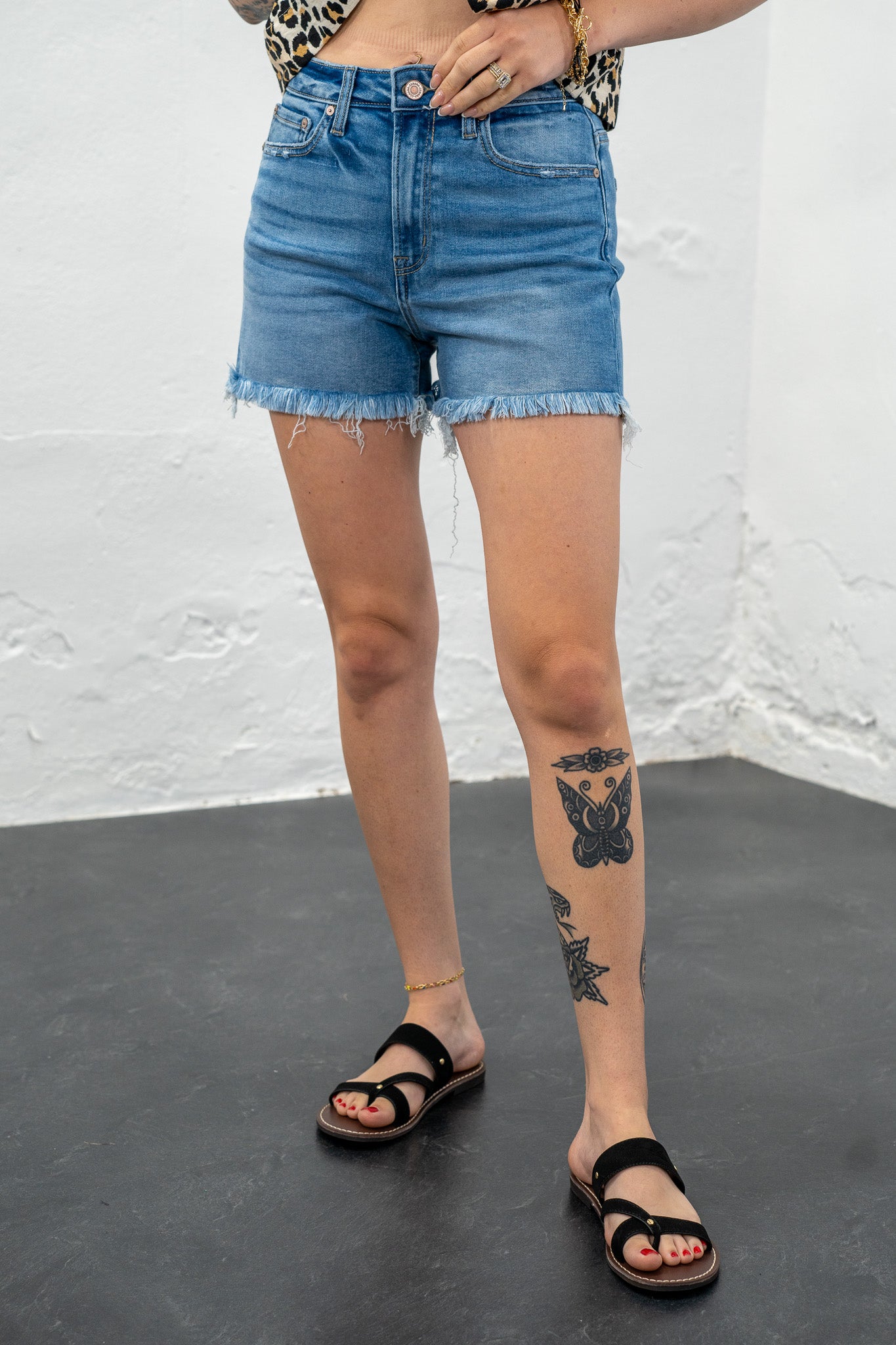 Justine Frayed Hem Denim Shorts