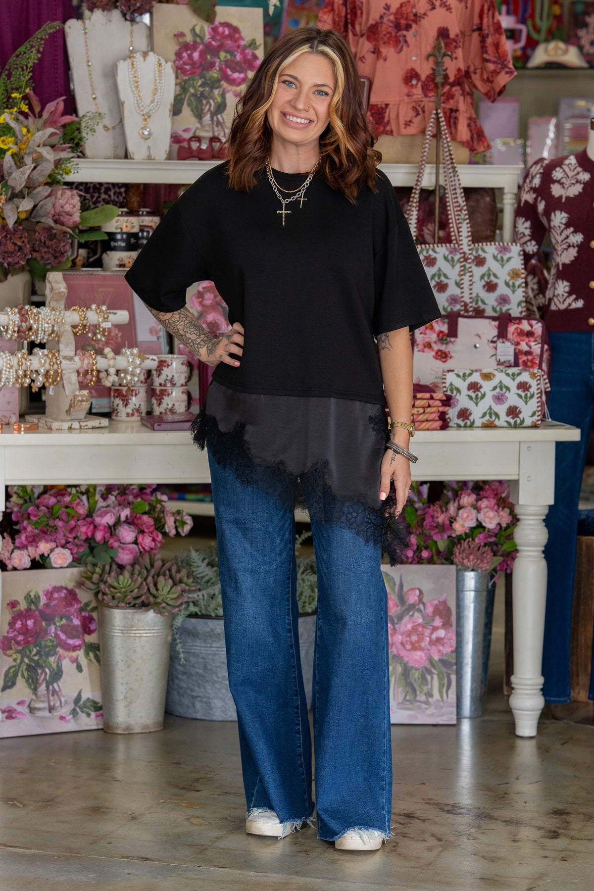 Polly Black Lace Top