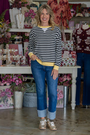Oaklyn Black & Yellow Striped Top