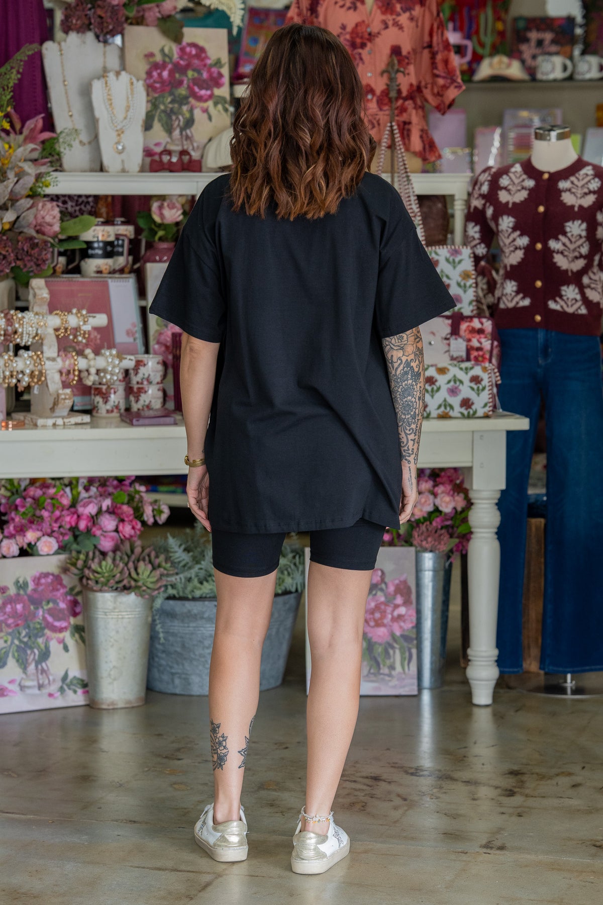 Work From Home Black Biker Short Set