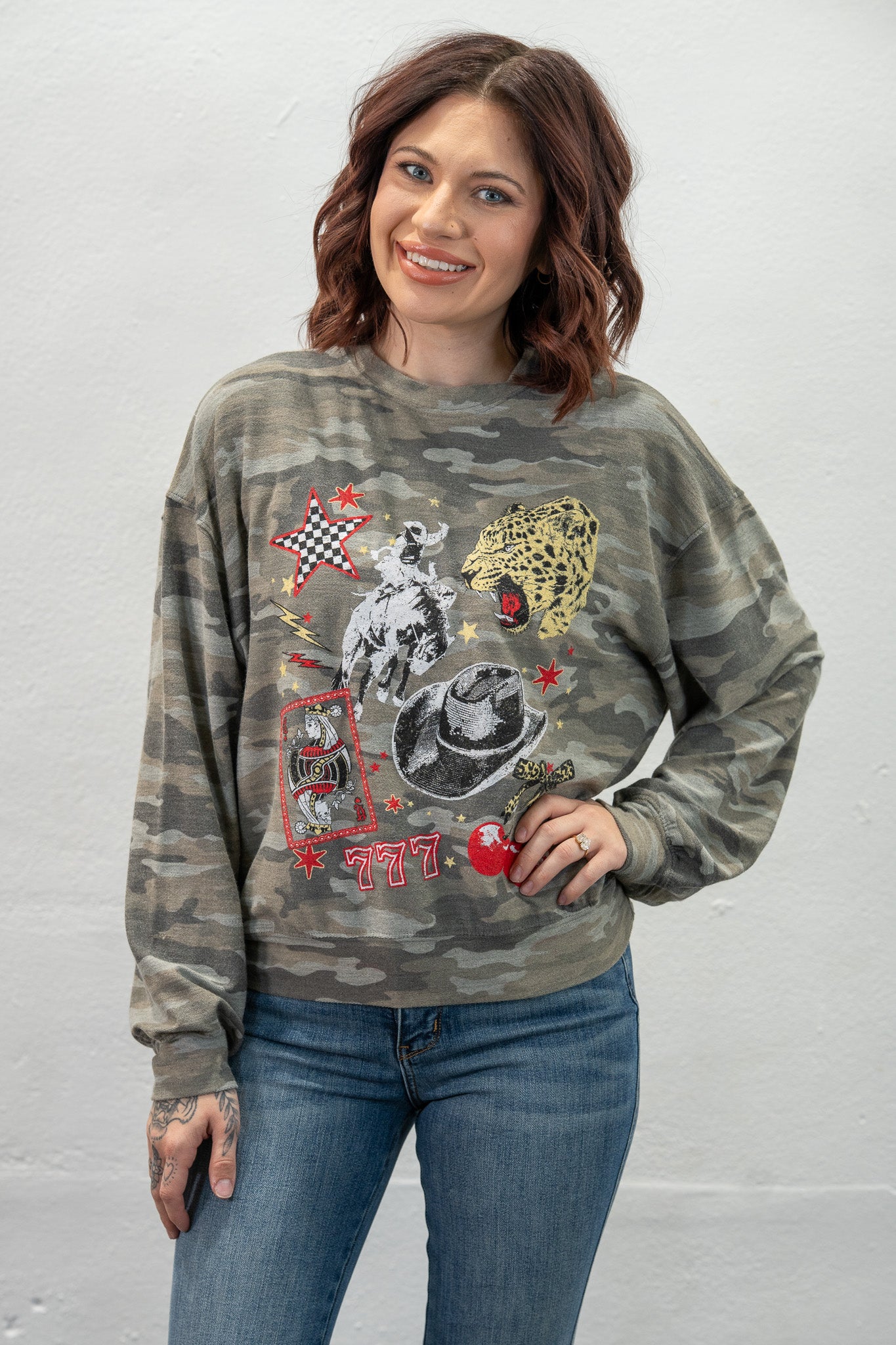 Western Collage Camo Sweatshirt