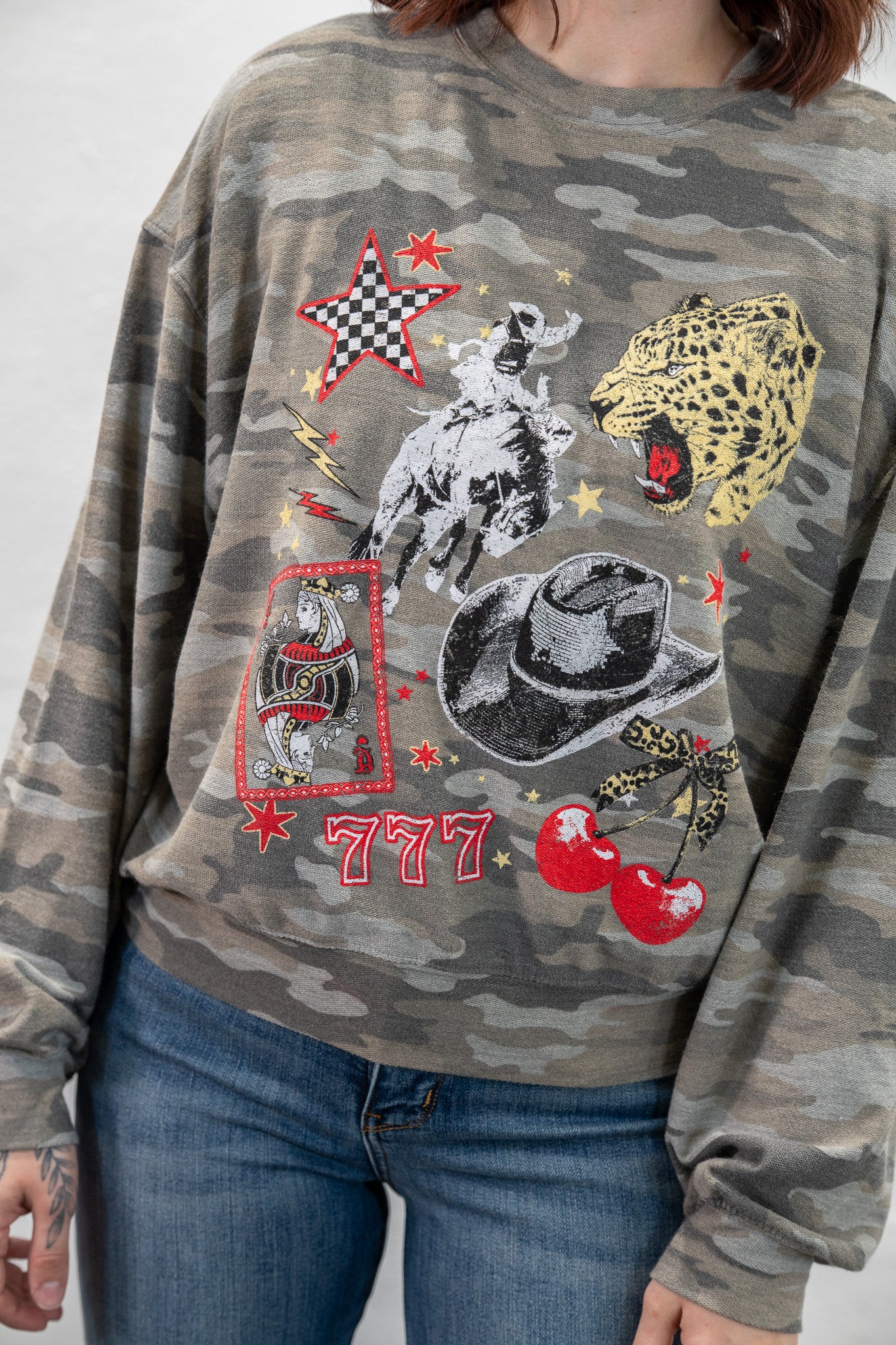 Western Collage Camo Sweatshirt