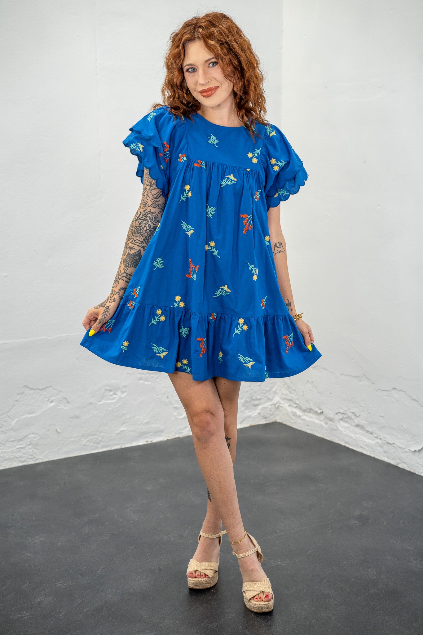 Sunday Best Blue Scalloped Dress - Final Sale!