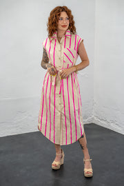 Gracelyn Neon Pink Striped Dress