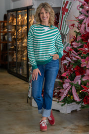 Oaklyn Kelly & Hunter Green Striped Top