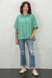 The Weekend Green Button-Up