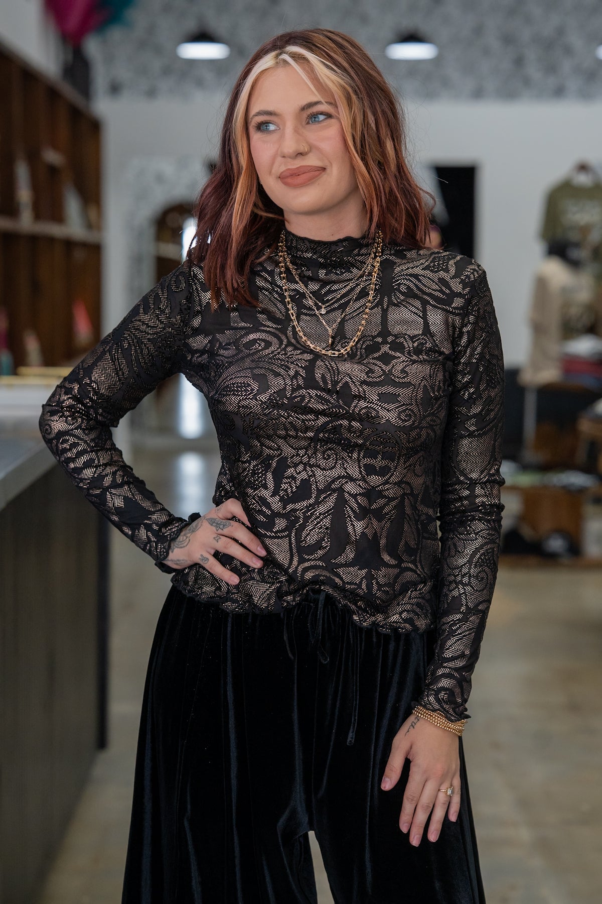 Blythe Black Burnout Top