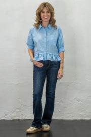 Sylvia Blue Button-Down Top