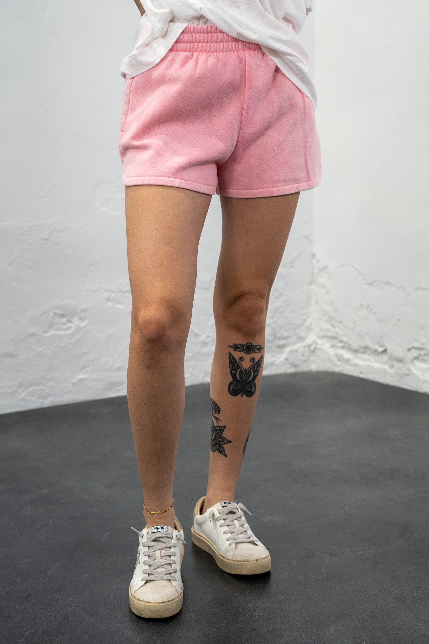 Katrina Light Pink Acid Wash Scuba Shorts