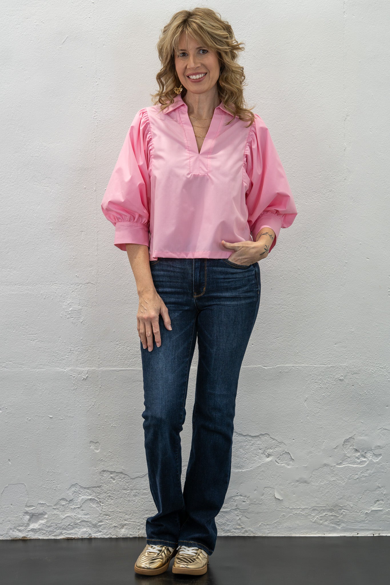 Alexia Pink V-Neck Top