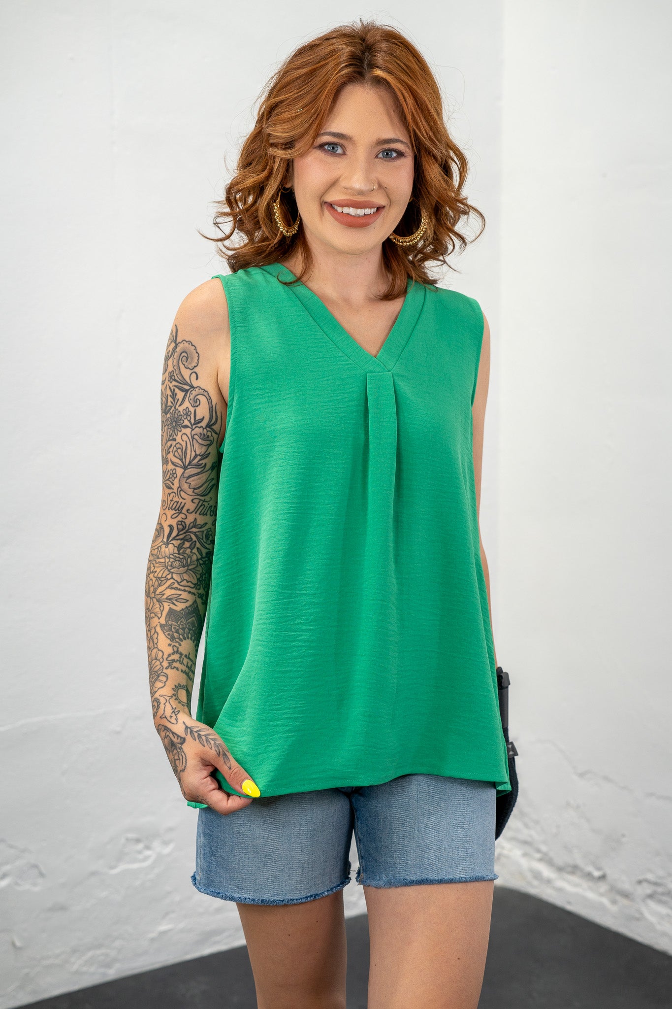 Regina Green Woven Tank