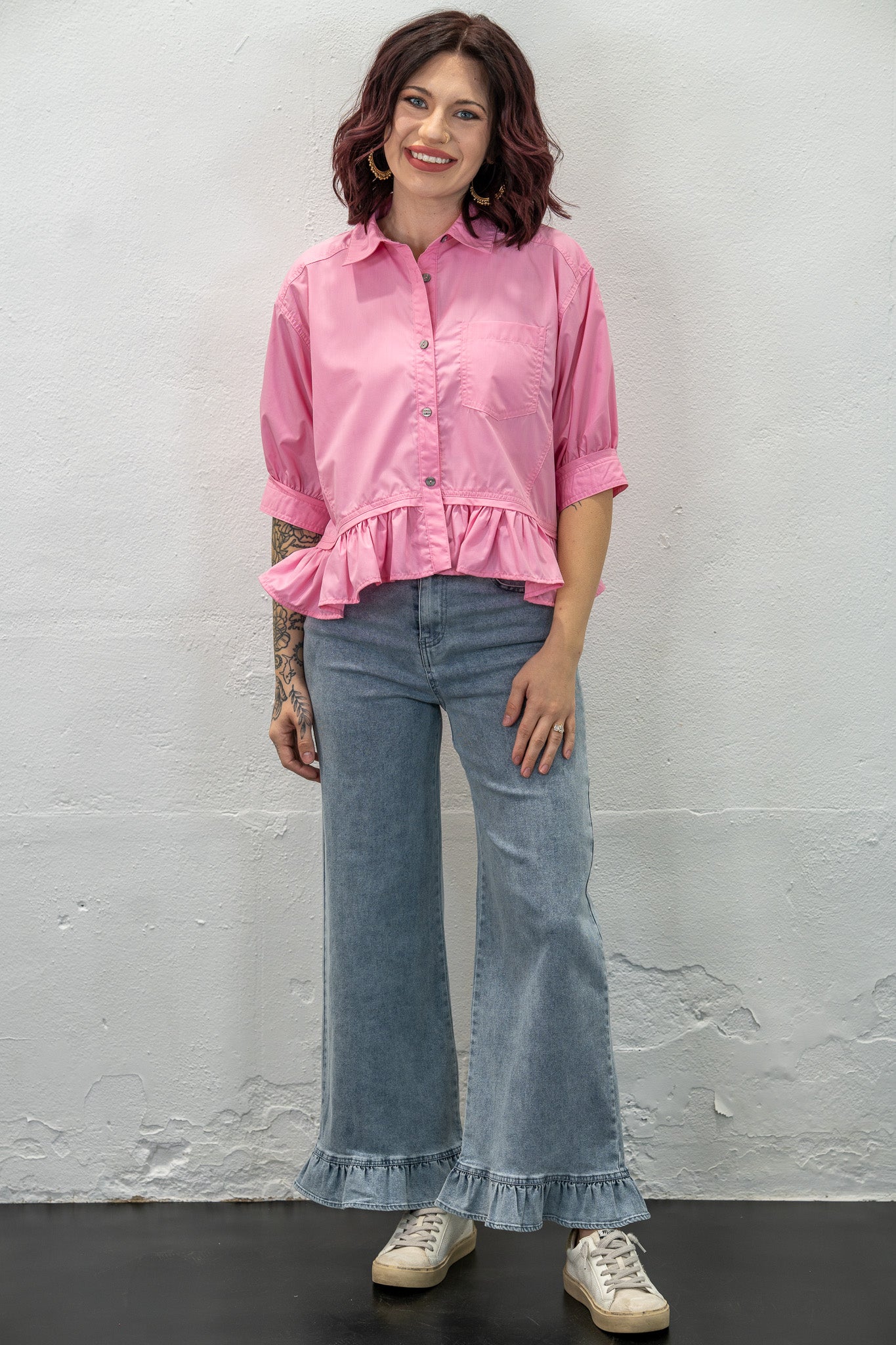 Sylvia Pink Button-Down Top