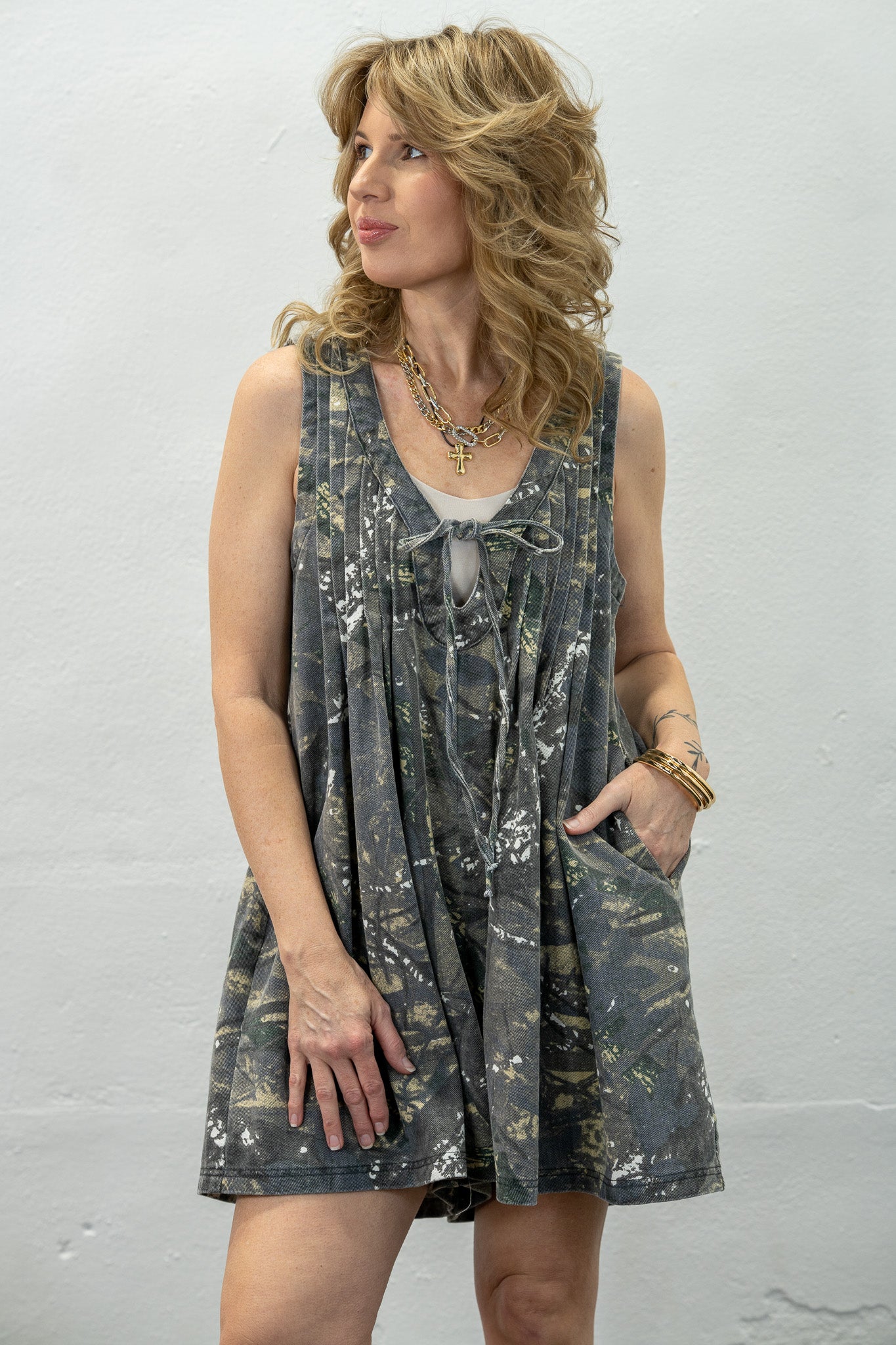 Fearless In Camo Denim Romper