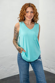 Sylvia Mint Ribbed Tank - Final Sale!