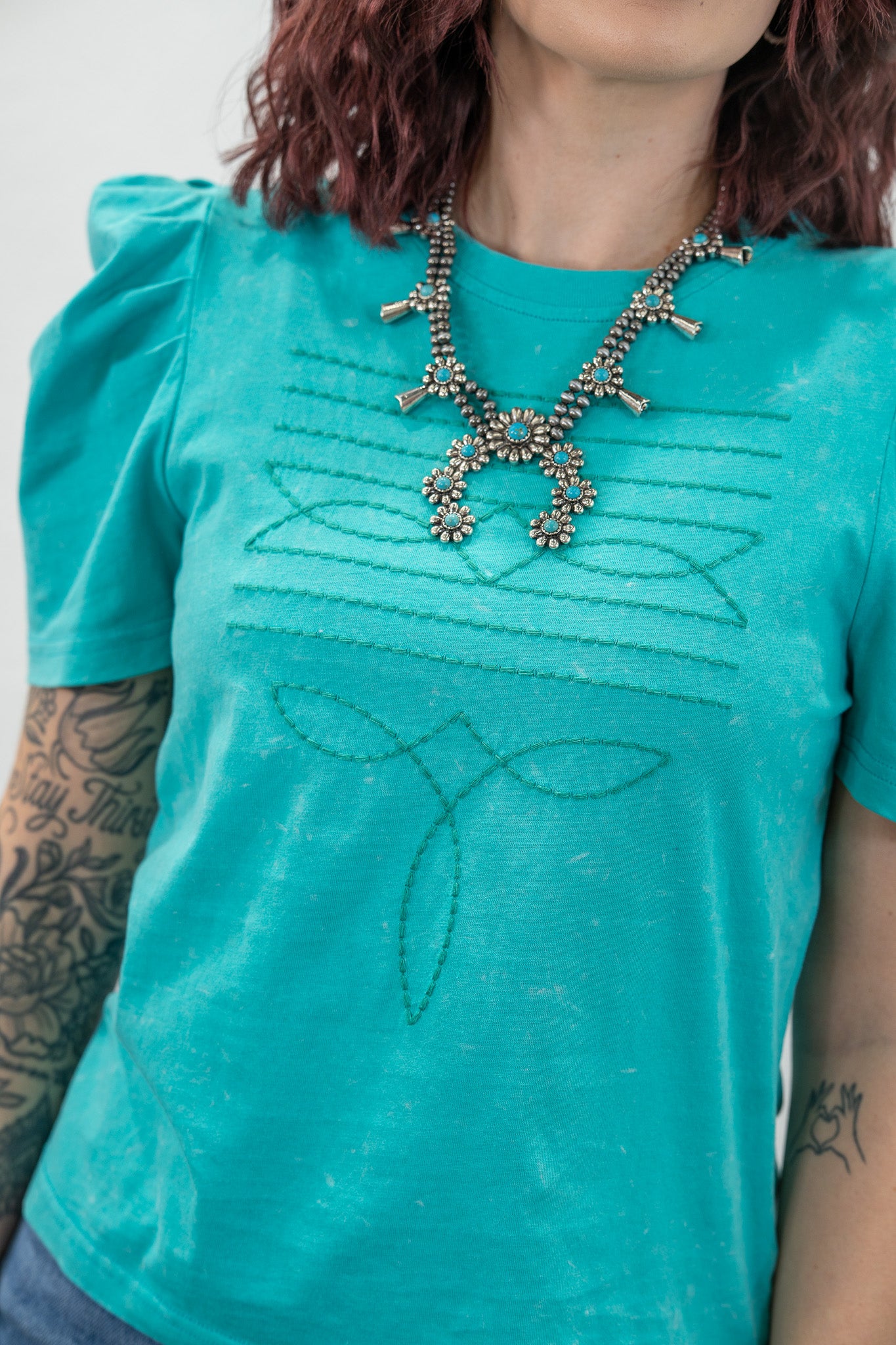Nellie Turquoise Boot Stitch Top