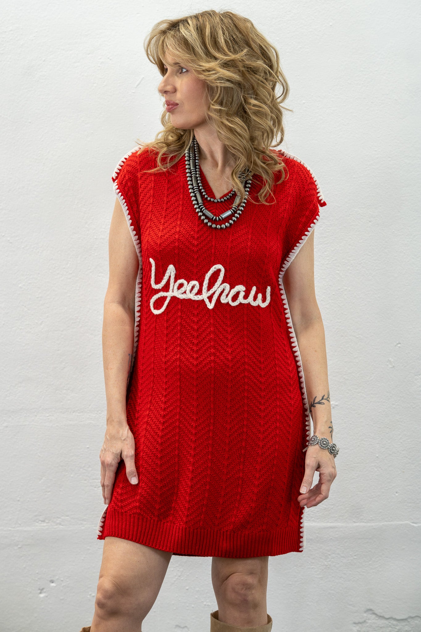 Yeehaw Red Knit Dress