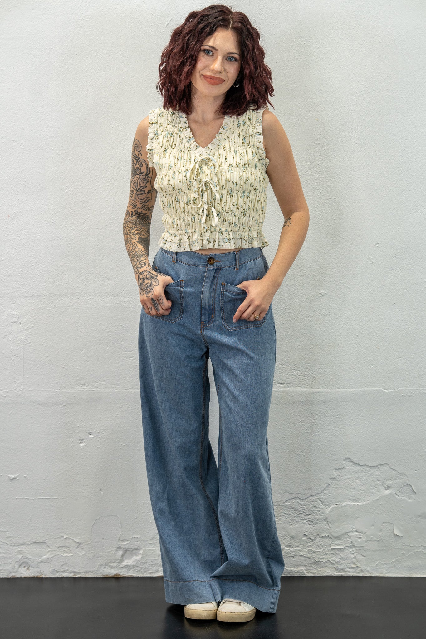 Lizzie Smocked Floral Top