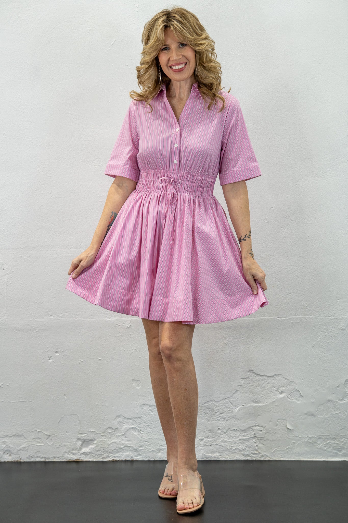 Picnic Pinstripe Pink Dress
