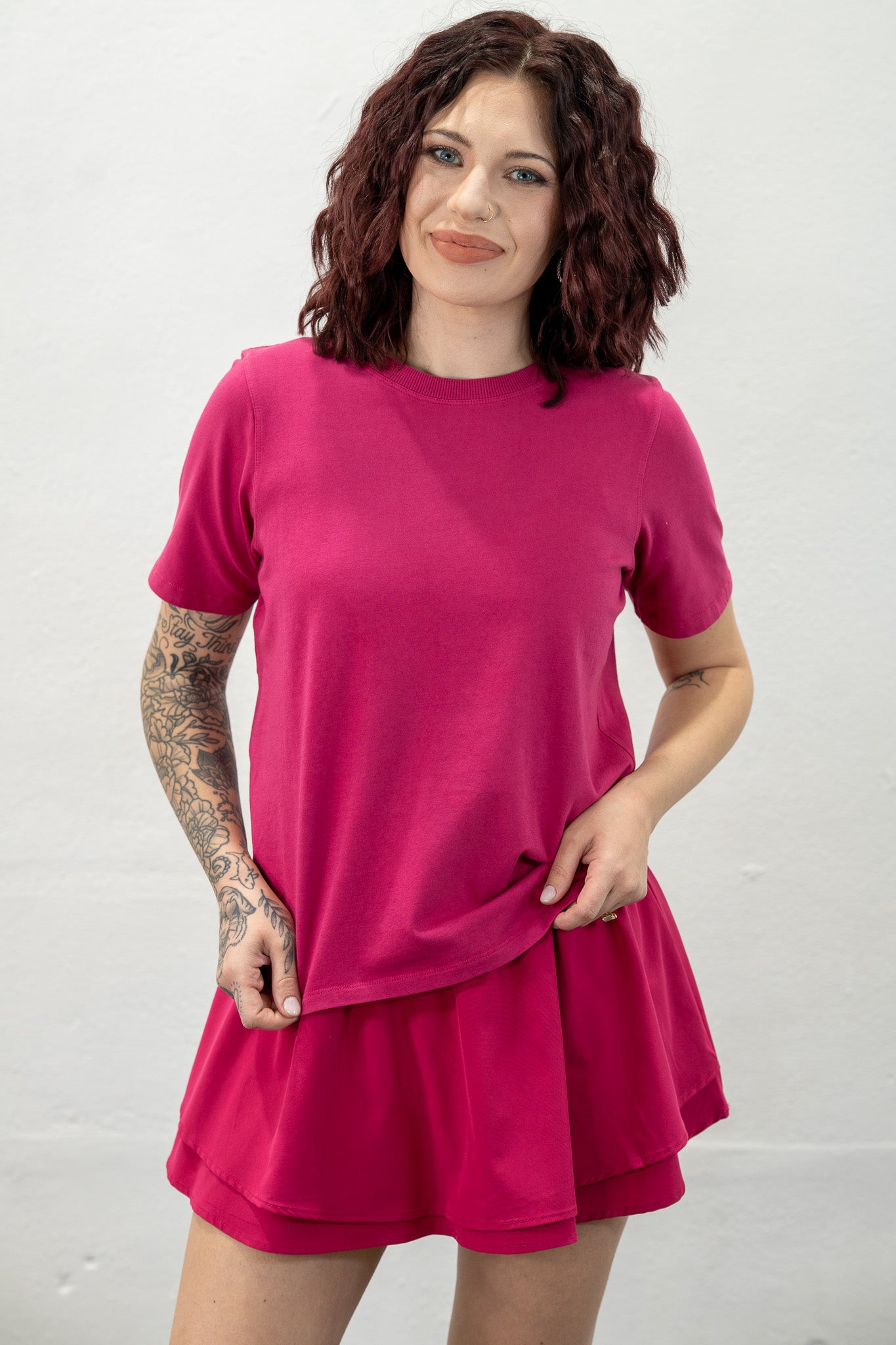 All Day Motion Raspberry Boxy Tee