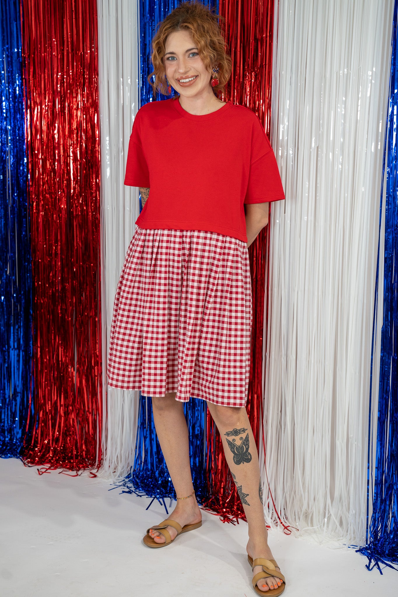 Emily Red Gingham Dress