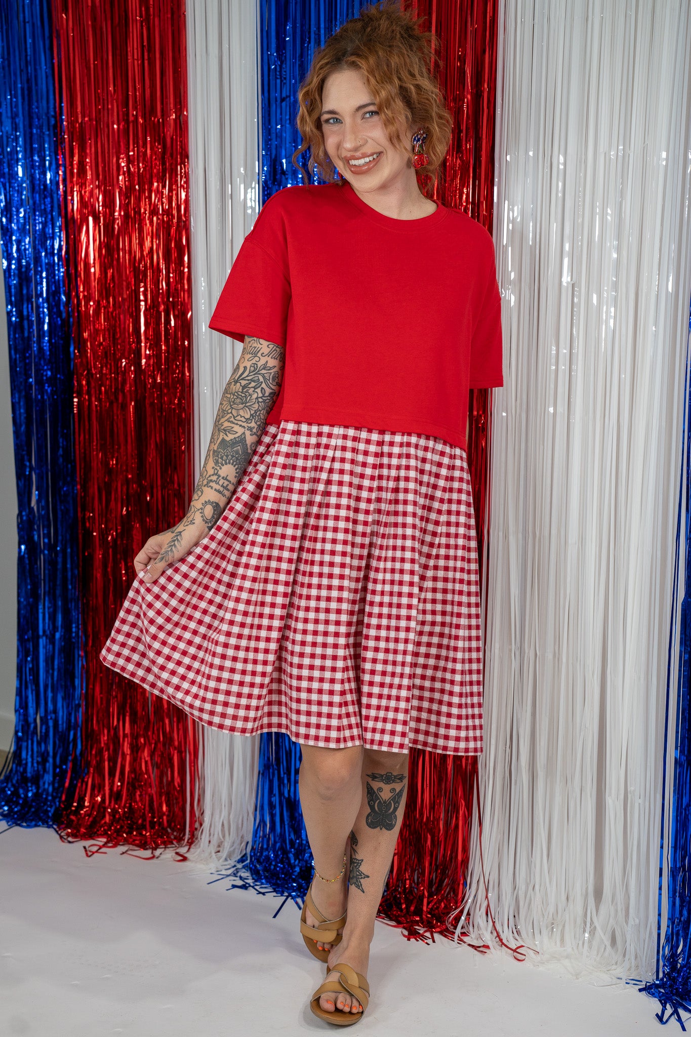 Emily Red Gingham Dress