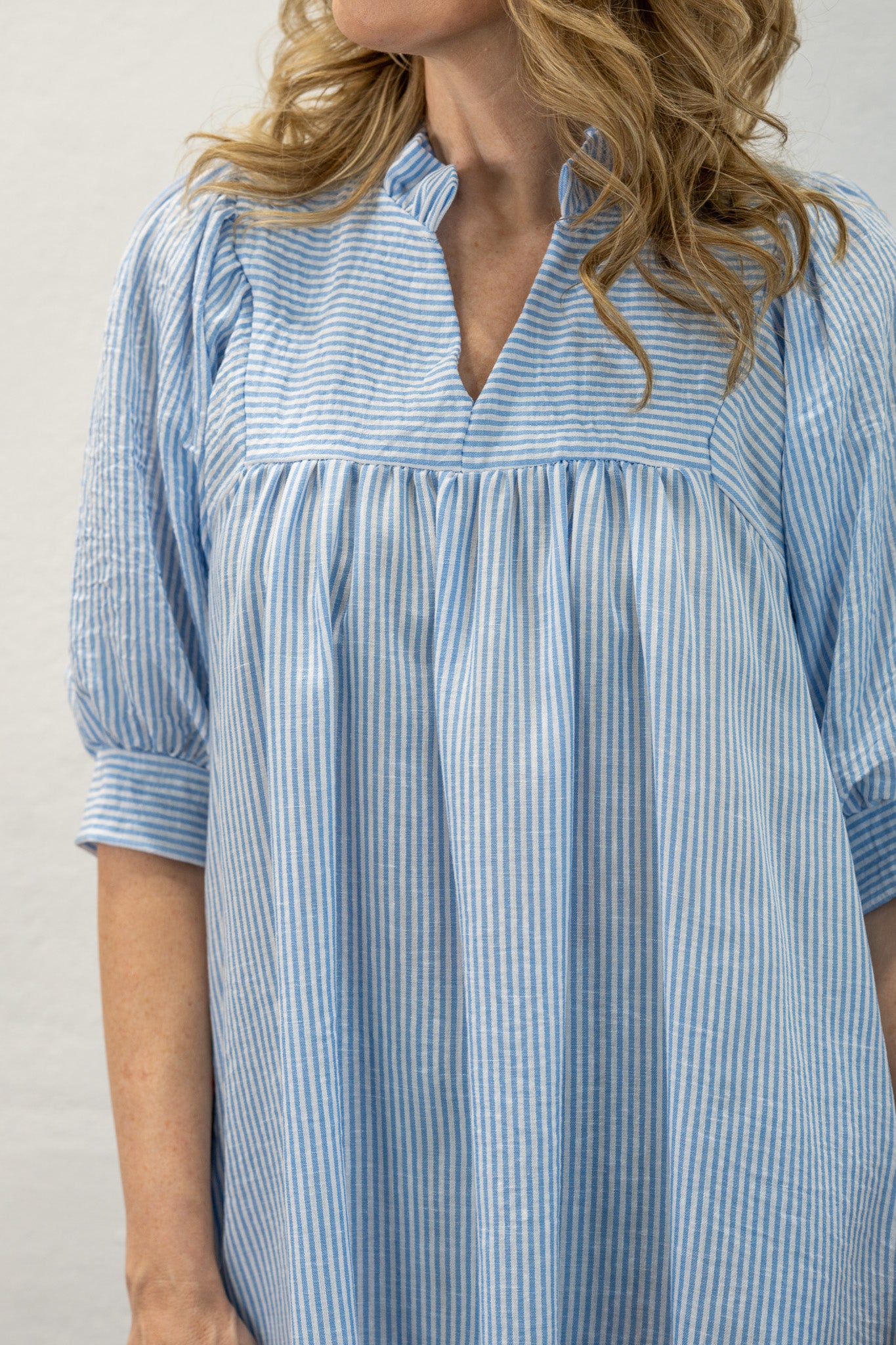 Vivian Blue & White Striped Dress