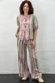 Reyna Pink & Green Striped Set