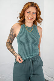 Smooth Moves Ash Jade Ribbed Tank