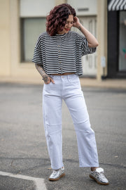 Curve Mode White Barrel Jeans