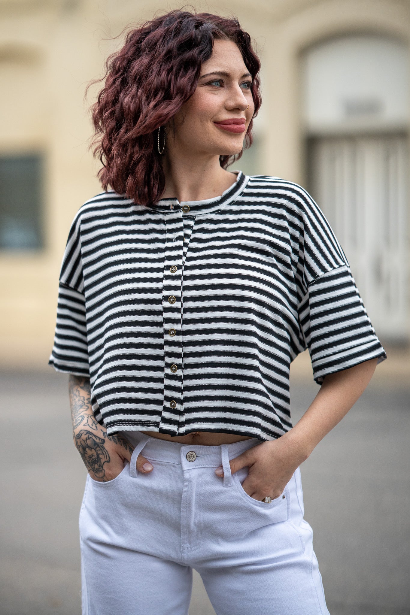 Aubrey Black & White Top