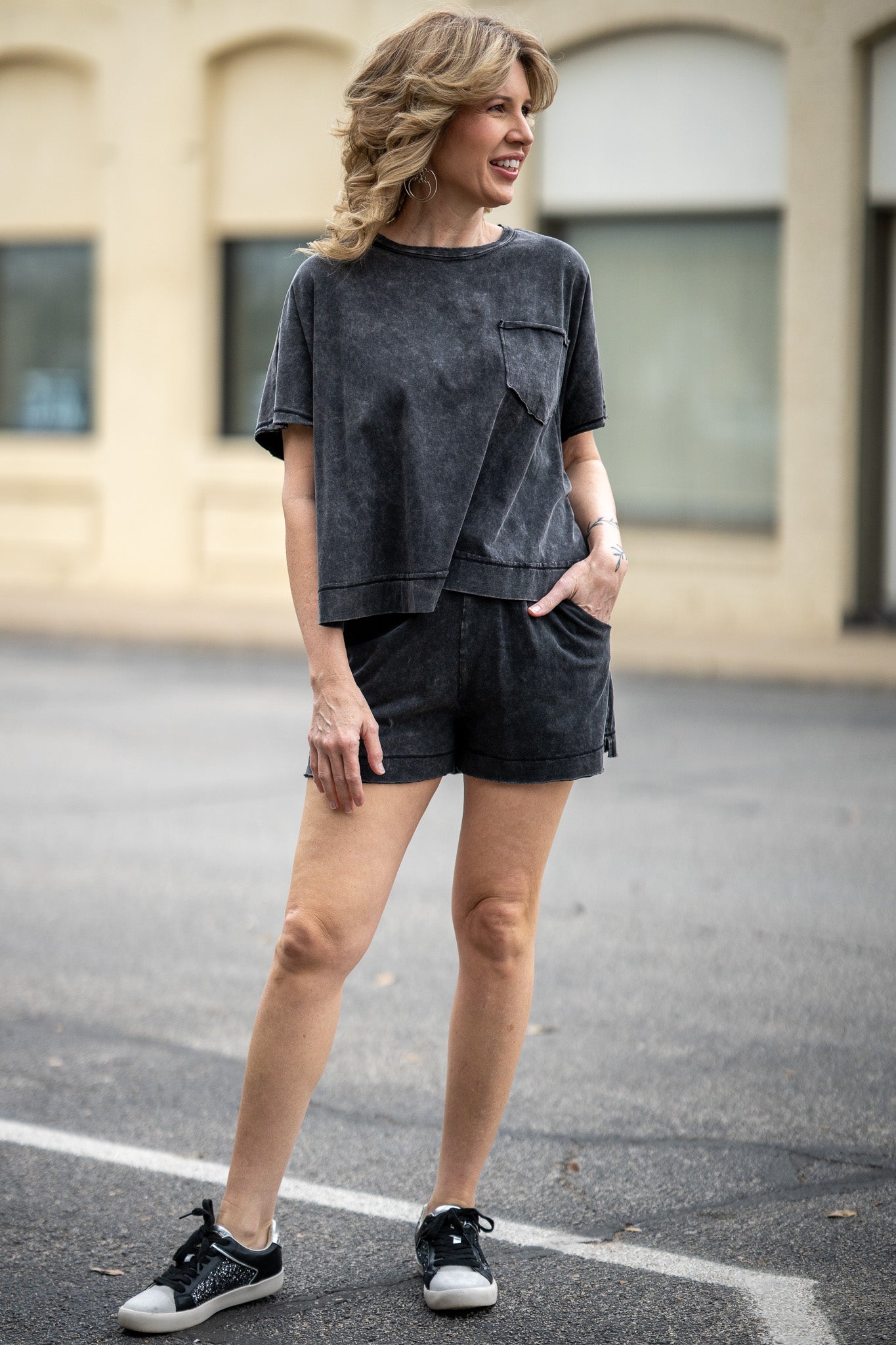 Casual Cutie Ash Black Short Set