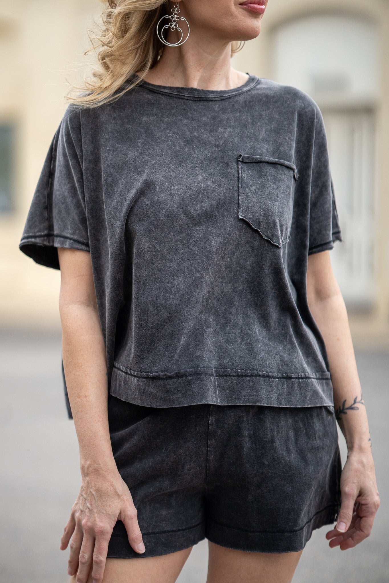 Casual Cutie Ash Black Short Set