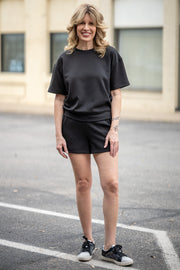 Samantha Black Scuba Short Set