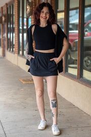 Run The World Black Active Skort