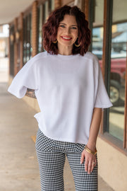 Madeline White Waffle Knit Top