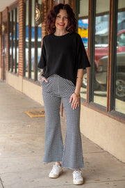 Madeline Black Waffle Knit Top