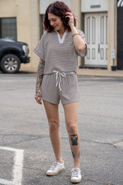 Quinn Brown Striped Set