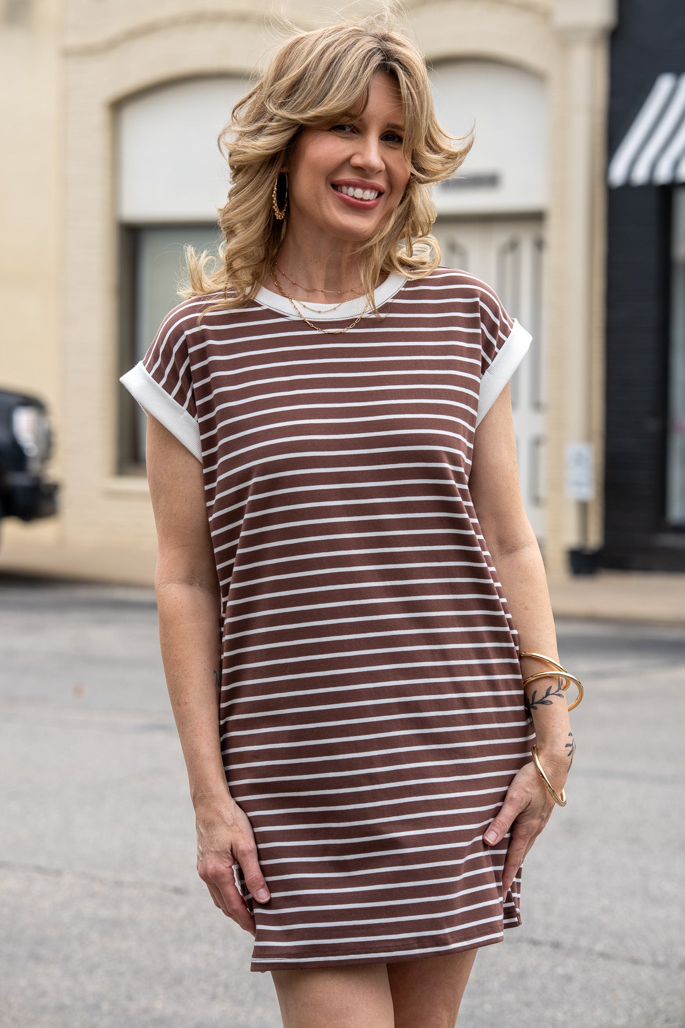 Myra Brown Striped Dress