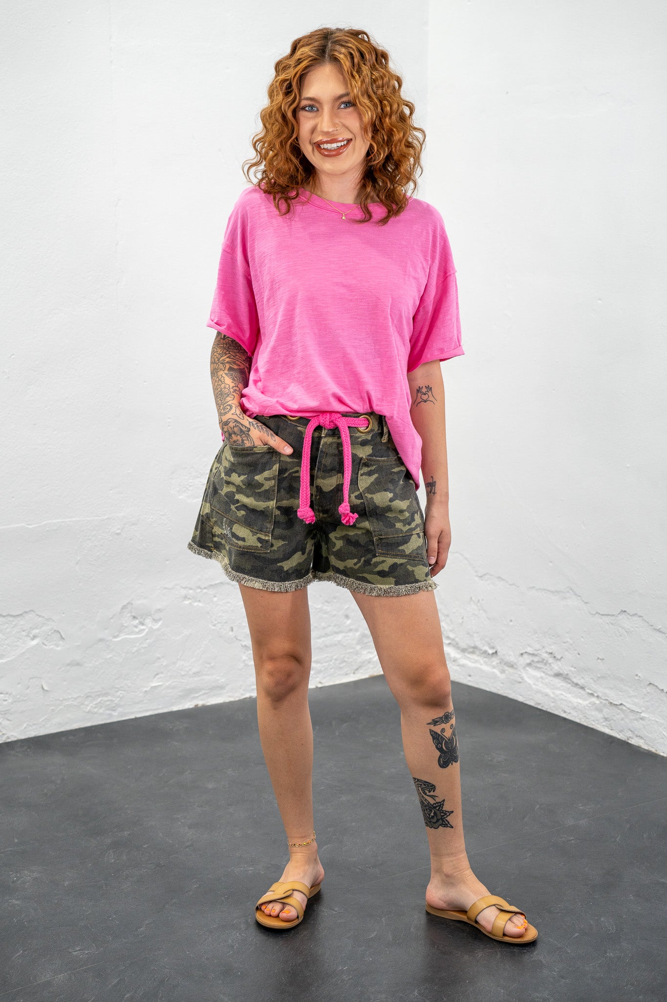 Honey Belted Camo Shorts