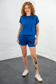 Roxie Light Navy Relaxed Crop Tee