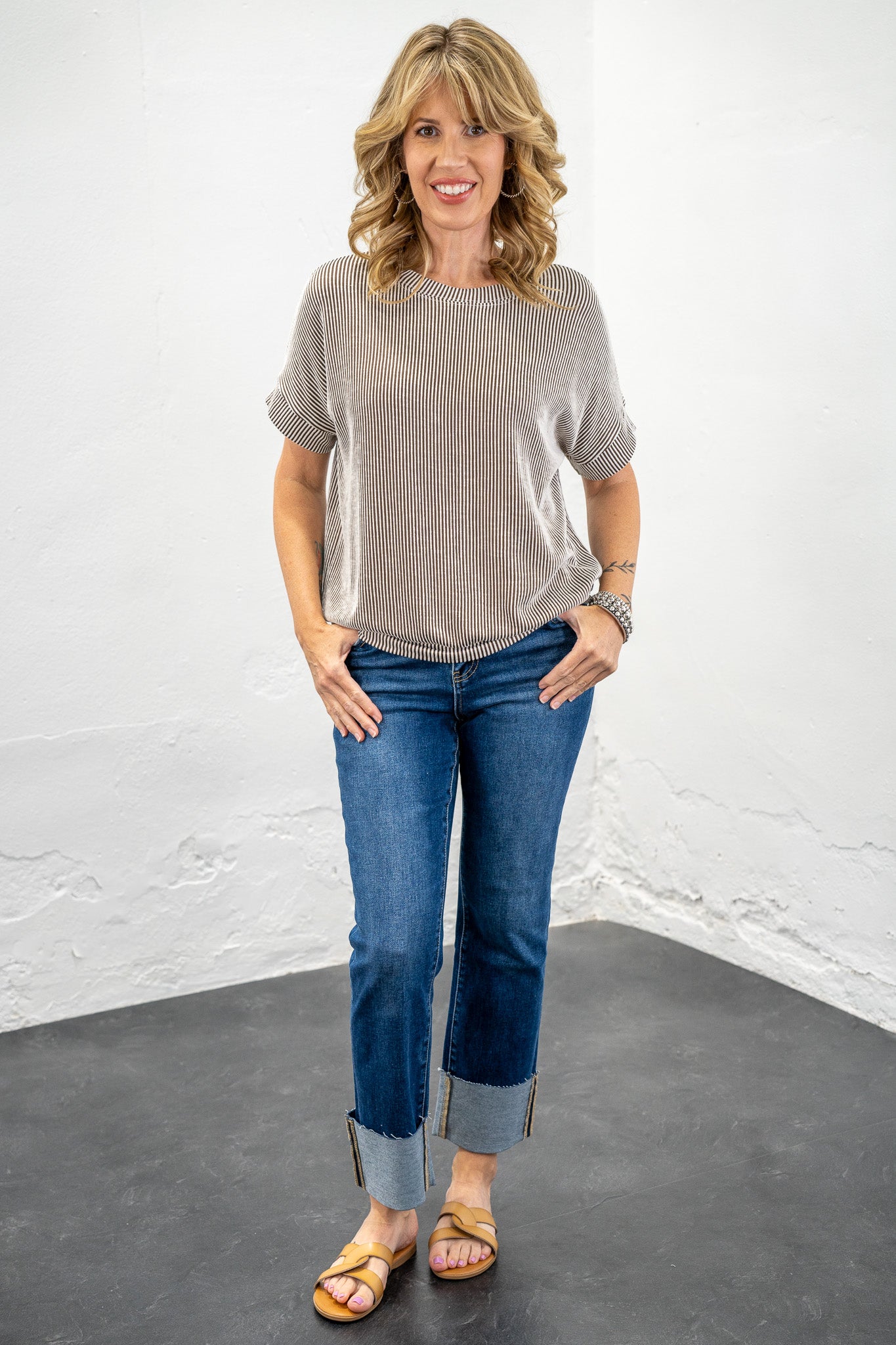 Lex Brown Corded Ribbed Top