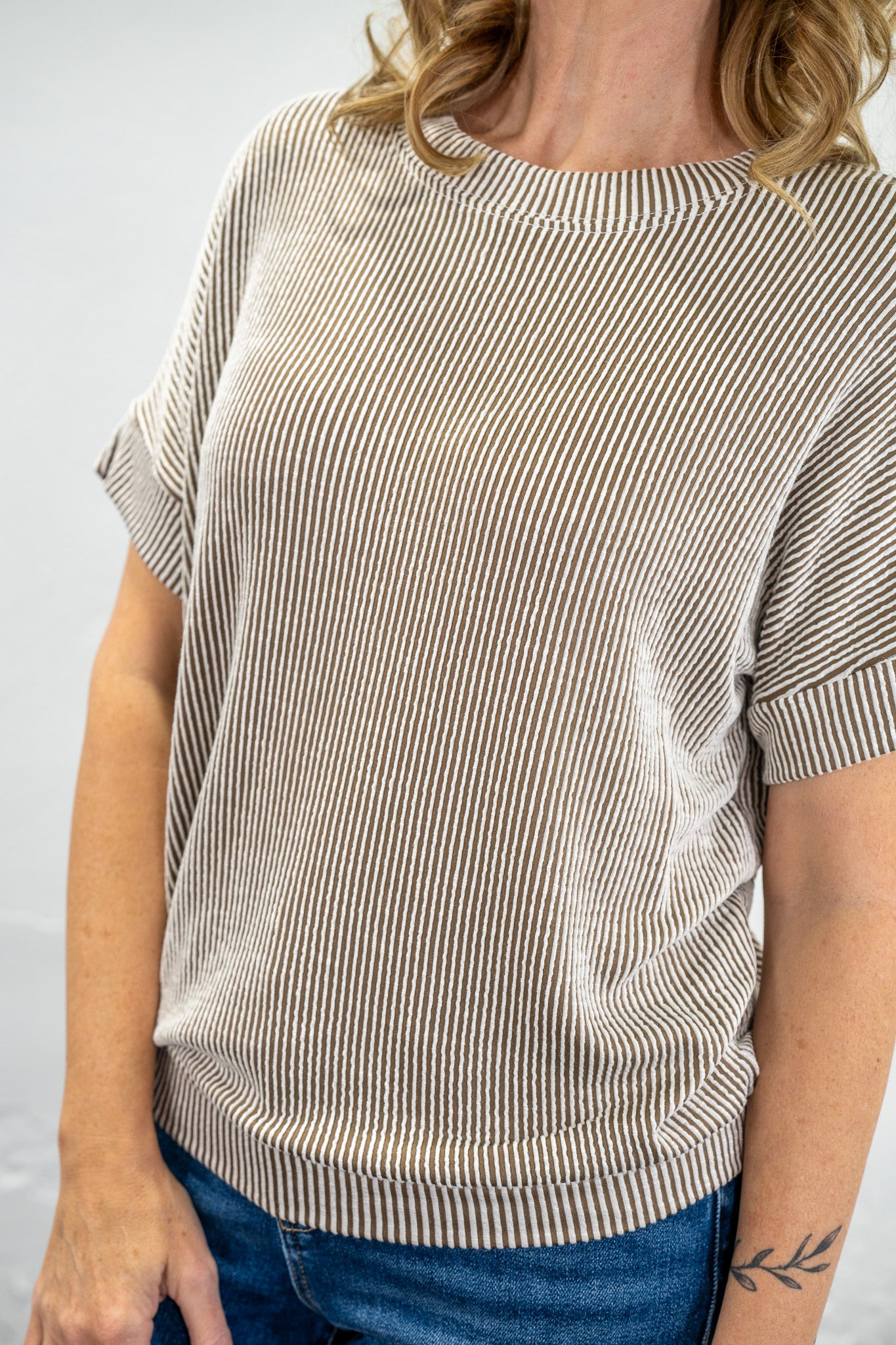 Lex Mocha Corded Ribbed Top