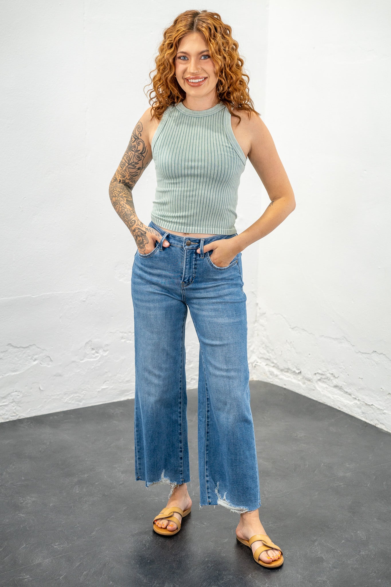 Smooth Moves Blue Grey Ribbed Tank